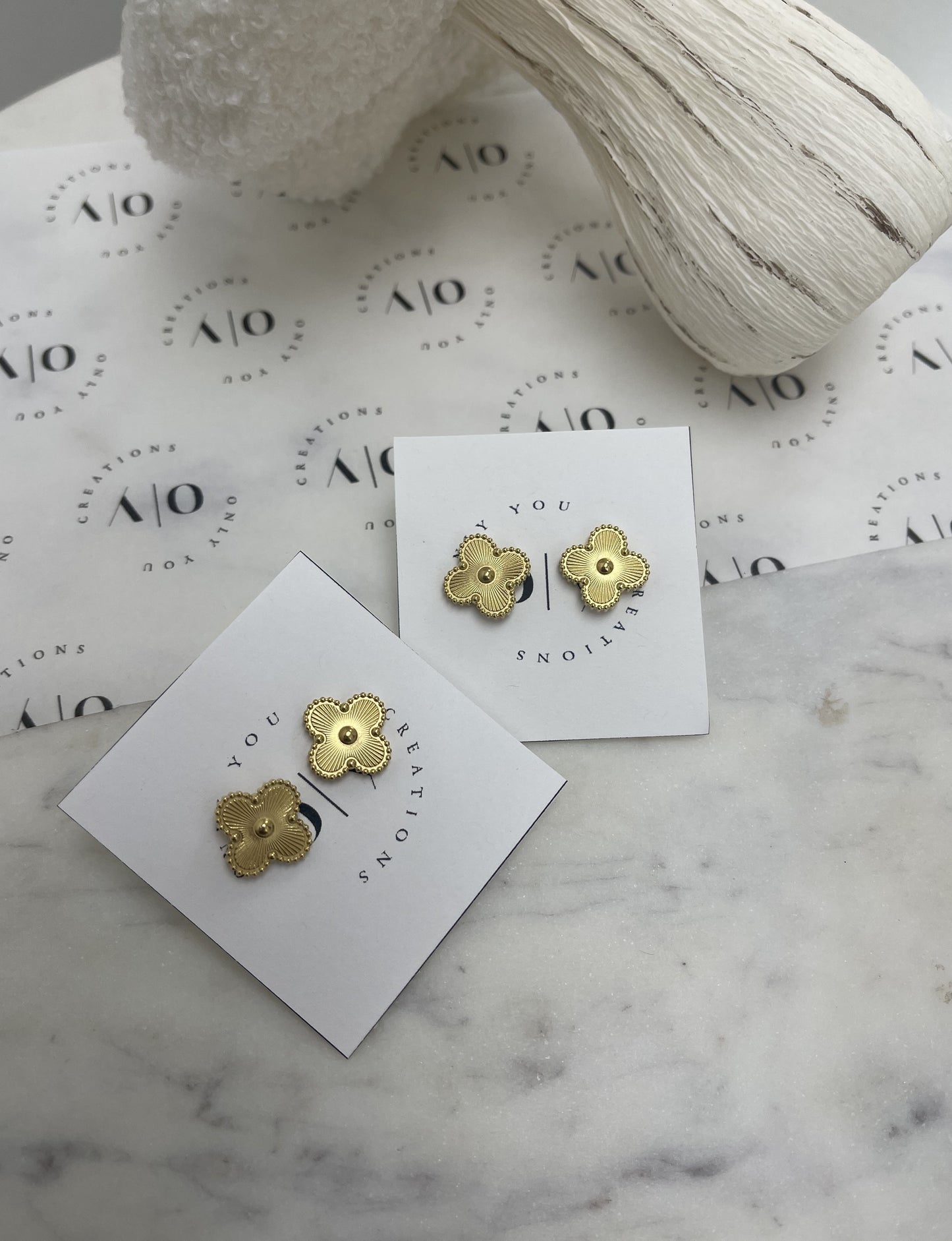 Gold Clover Studs