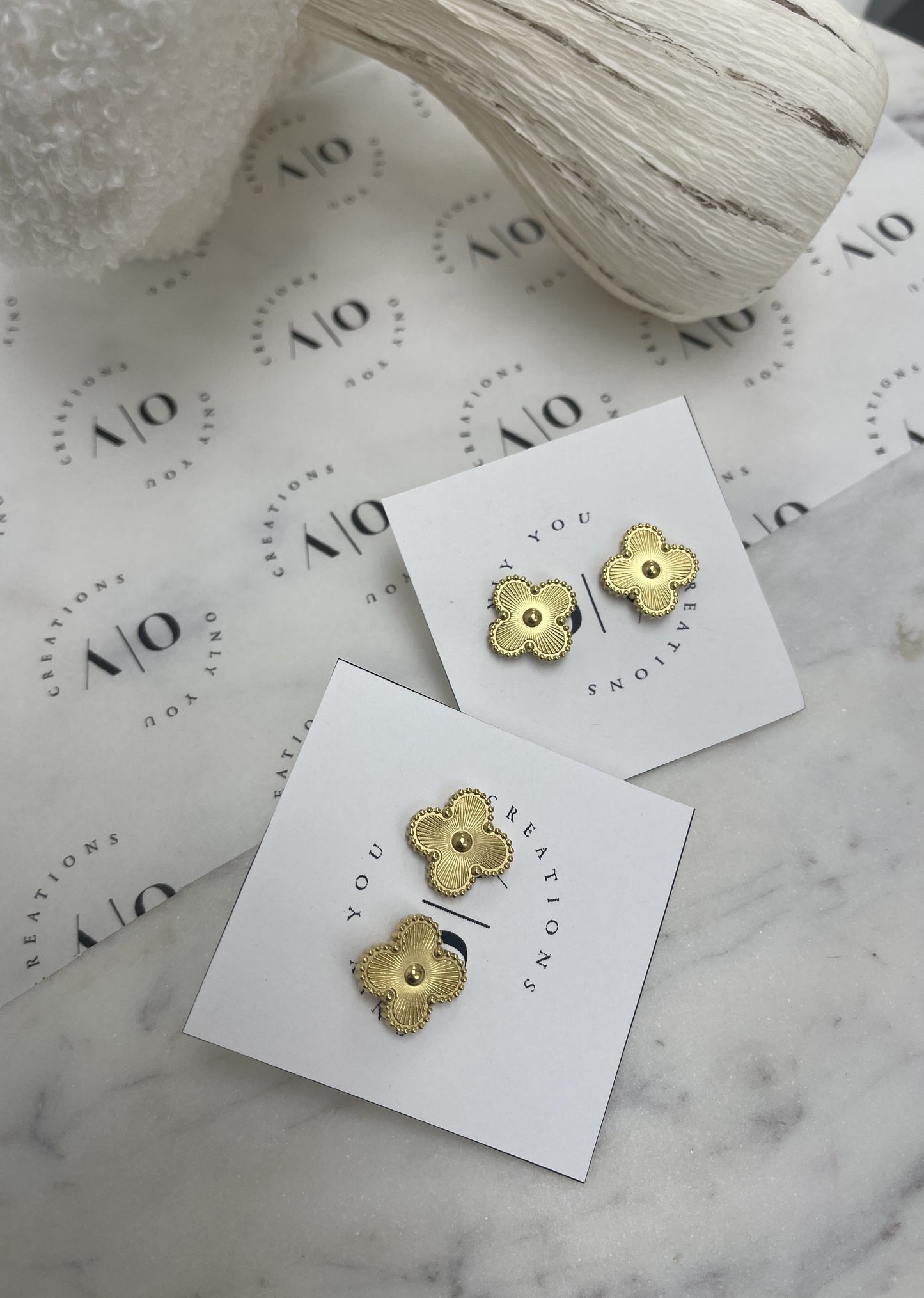 Gold Clover Studs